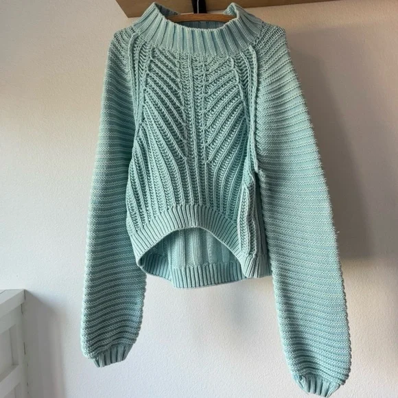 Free People Sweetheart Chunky Knit Mock Neck Oversized Sweater (L) - Picture 1 of 6